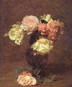 Henri Fantin-Latour White and Pink Roses (nn03) oil painting on canvas